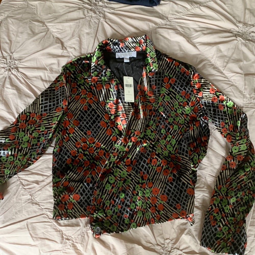 NWT Anthropologie velvet wrap blazer